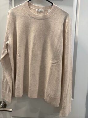Vince Wool & Cashmere Lightweight Crewneck Sweater Cream Size XL Good Condition